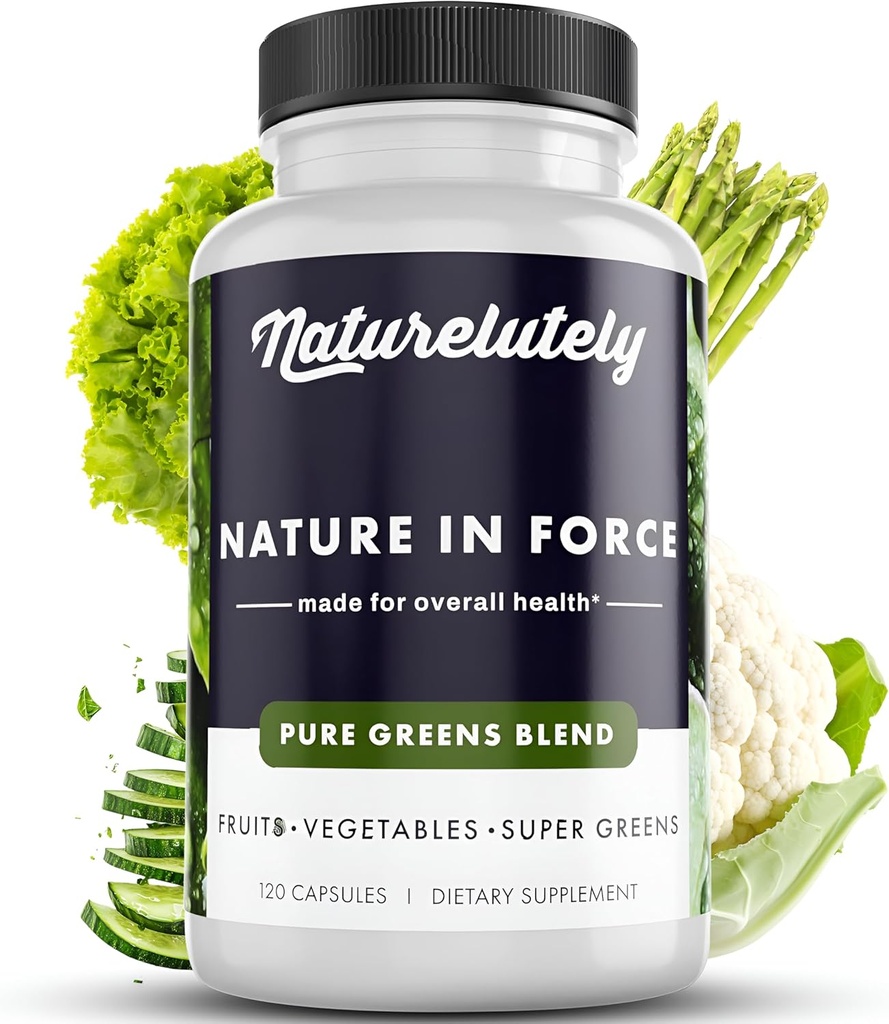 Nature in Force SuperGreens Capsules | All Natural Vegetable and Fruits Superfood Powder Blend | Immune Support Supplement from Field of Greens | 120 Capsules/Bottle