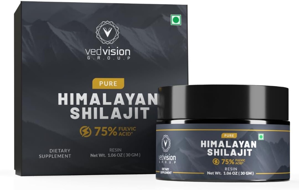 Pure Himalayan Shilajit Resin, 400mg Une haute puissance de grade avec 75%+ Acid Fulvic et 85+ Trace Minerals, Pure Shilajit pour les hommes et les femmes - avec rapport de test de laboratoire - 75 portions