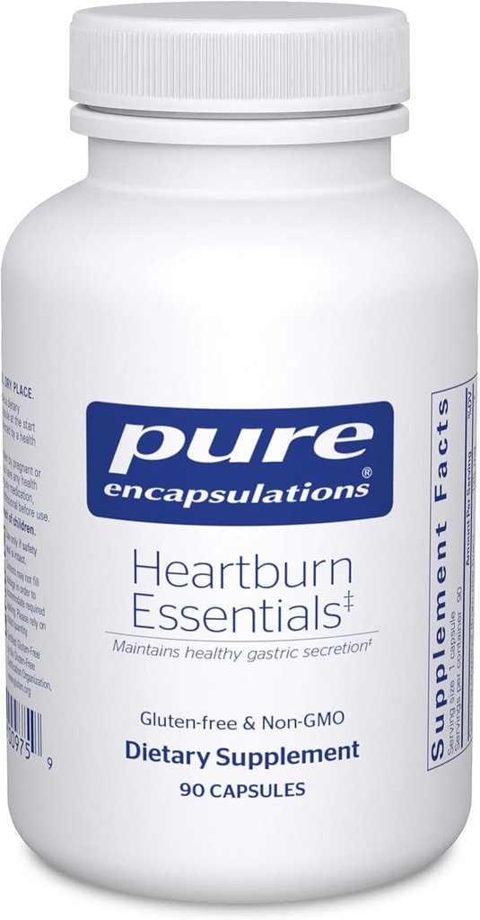 Encapsulations pures Essentiels de brûlures d'estomac - supplément alimentaire aide à réduire les cas de brûlures d'estomac occasionnelles et d'indigestion - avec écorce d'orme gluante - 90 capsules