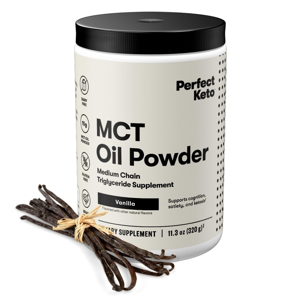 Parfait Keto 7g MCT huile en poudre, supplément de triglycérides à chaîne moyenne, crème de café non laitière pour la diète Keto, mélange d'huile MCT Ketogénique pour café, smoothie, protéinages et thé, vanille, 30 portions