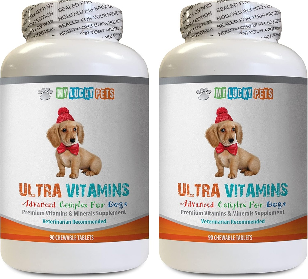Huile de soutien immunitaire pour chiens - Chien Ultra Vitamines - Vétérinaire recommandé - Immune Support - Cheveux Eyes et os Support - Chien Vitamine a - 2 bouteilles (180 traites)