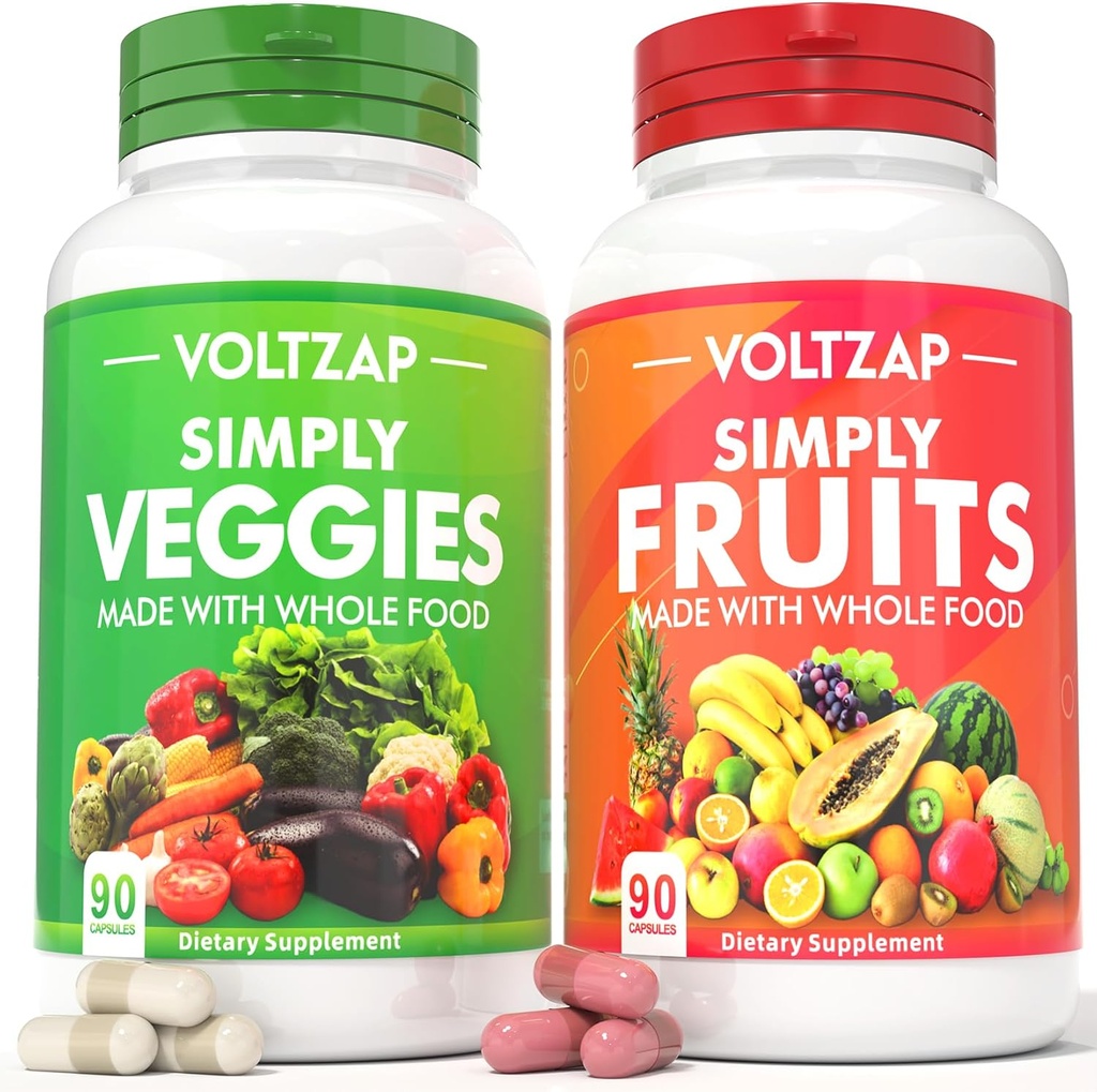 Suppléments Fruits et Végétiques Organique: 180 Compter avec Superfoods Fruits et Légumes pour hommes Femmes Mélange de fruits et de verts pour la santé quotidienne 2Pack
