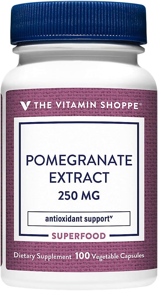 L'extrait de grenade Vitamine Shoppe 250MG, Antioxydant qui soutient la santé cellulaire, Superfood (100 capsules de légumes)