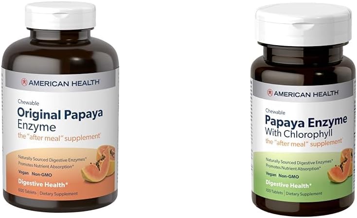 American Health Papaya Enzyme digestive Comprimés à croquer - Numéro 600 original et avec chlorophylle 100 Numéro 100