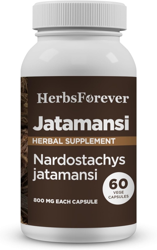 Herbsforever Jatamansi Capsules de Nardostachys Jatamansi.Prime supplément à base de plantes pour la relaxation, le soin des cheveux et le bien-être.