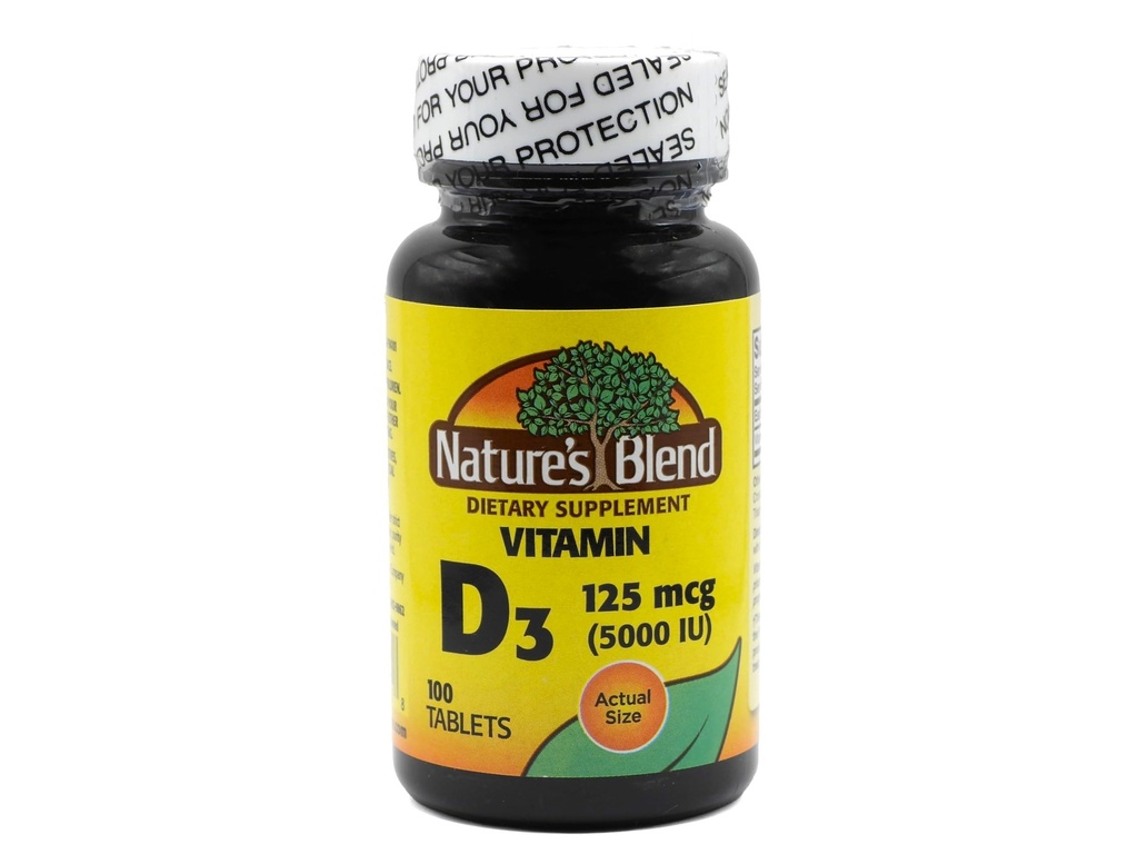 Mélange naturel vitamine D3, 5000 UI 100 comprimés