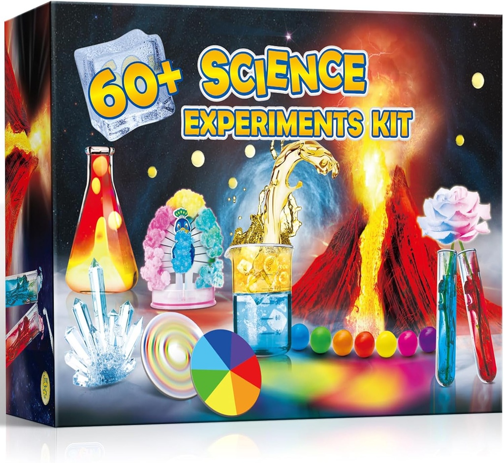 UNGLINGA 60+ Kits d'expériences scientifiques pour enfants, garçons filles jouets cadeaux, laboratoire scientifique S.T.E.M Activités Projet éducatif avec jeu de chimie, éruption de volcan, couleur