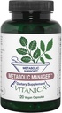 Vitanica Gestionnaire métabolique - Supplément à base de plantes pour soutenir une réponse métabolique saine - Supplément alimentaire avec vitamine D - Supplément antioxydant végétalien - Pro Logo - 120 Capsules