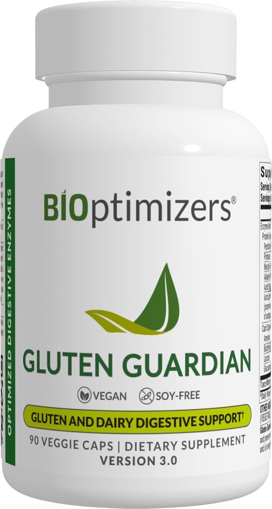 Gluten Guardian 3.0 - Supplément enzymatique avec DPP-IV pour soutenir la digestion du gluten – peut aider à prévenir le gonflement, le gaz et l'indigestion, 90 capsules
