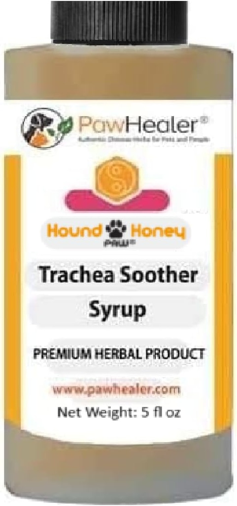 PawHealer® Honey Hound: Sirop de Soeur Trachéa - 150 ml (5 fl oz) - Remède à base de plantes naturelles pour les symptômes de la trachée écrasée - Bon goût - Facile à administrer