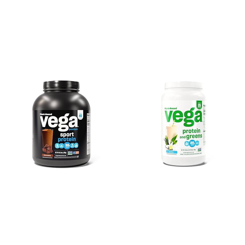 Chocolat en poudre de protéines végétaliennes de prime Vega Sport(45 portions) 30g Protéines et protéines végétales et vertes Poudre de protéines, Vanille - 20g Protéines végétales et légumes