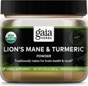 Gaia Herbs Lion's Mane & Turmeric Powder - Supplément de champignons à base de plantes Poudre pour aider à maintenir la santé cérébrale et le rappel - USDA certifié Organic-3.53 Oz (jusqu'à 45 jours d'approvisionnement)