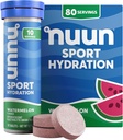 Tablettes électrolytiques Nuun Sport avec magnésium, calcium, potassium, chlorure et sodium, sans gluten et végétalien, pastèque, 8 paquets (80 portions Total)