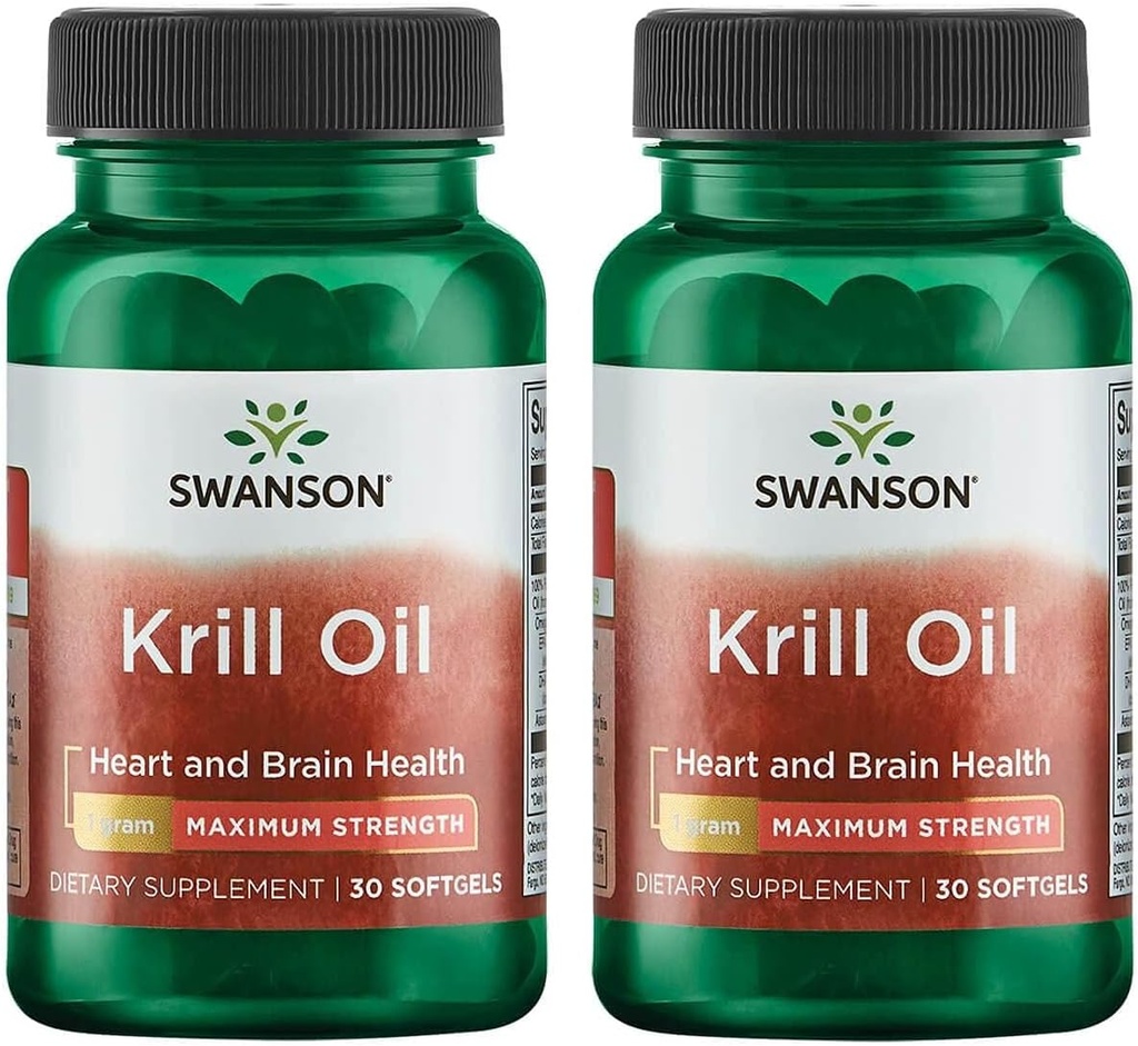 Swanson EFAs- Huile de krill - Résistance maximale - 1 g, 30 softgels (2 pack)