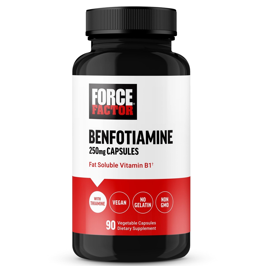FACTEUR DE FORCE Benfotiamine Plus supplément de thiamine, vitamine B1 soluble dans le gras pour absorption élevée, non OGM, végétalien, 90 capsules végétales