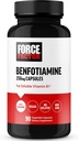 FACTEUR DE FORCE Benfotiamine Plus supplément de thiamine, vitamine B1 soluble dans le gras pour absorption élevée, non OGM, végétalien, 90 capsules végétales