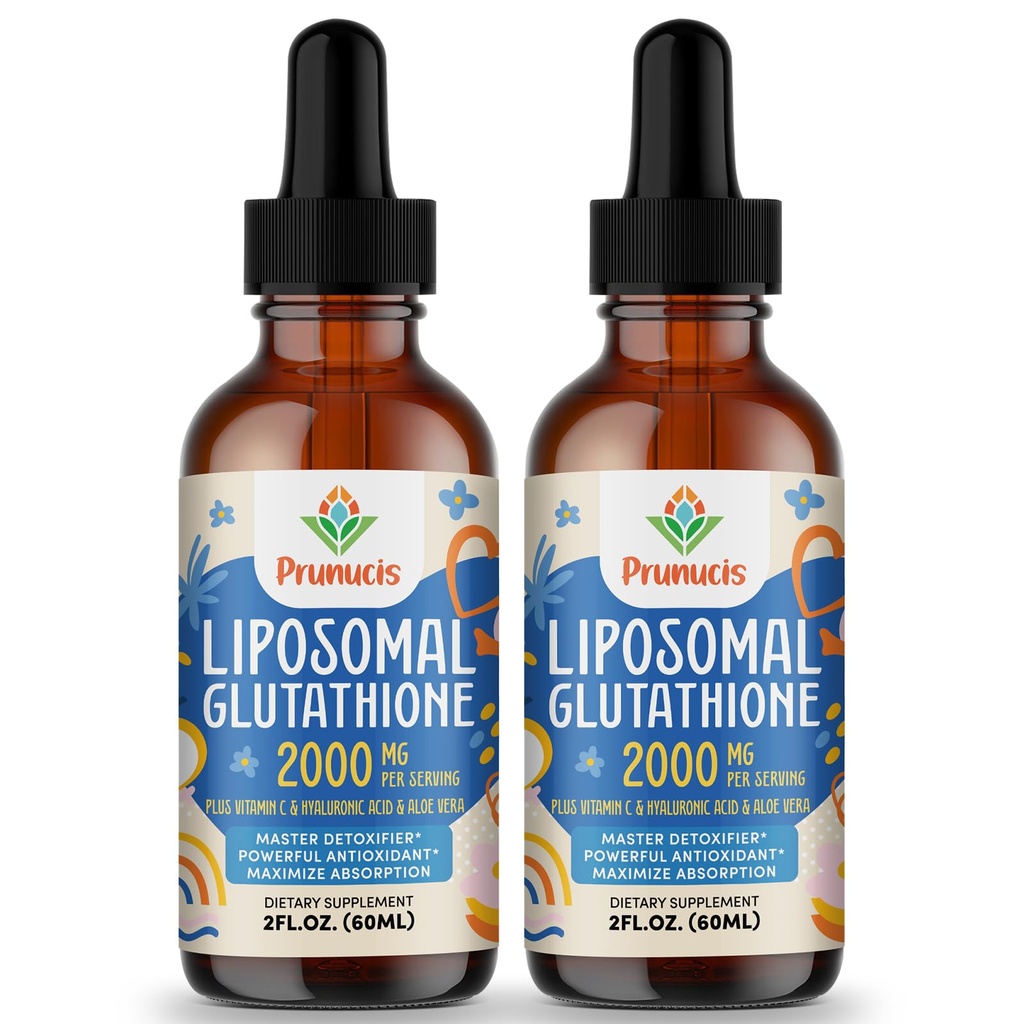 2000MG Glutathion liposomique liquide, 98% Absorption, supplément de forme active L-Glutathion, complexe antioxydant végétalien puissant pour système immunitaire, défense du vieillissement, Detox, 4 FL.OZ