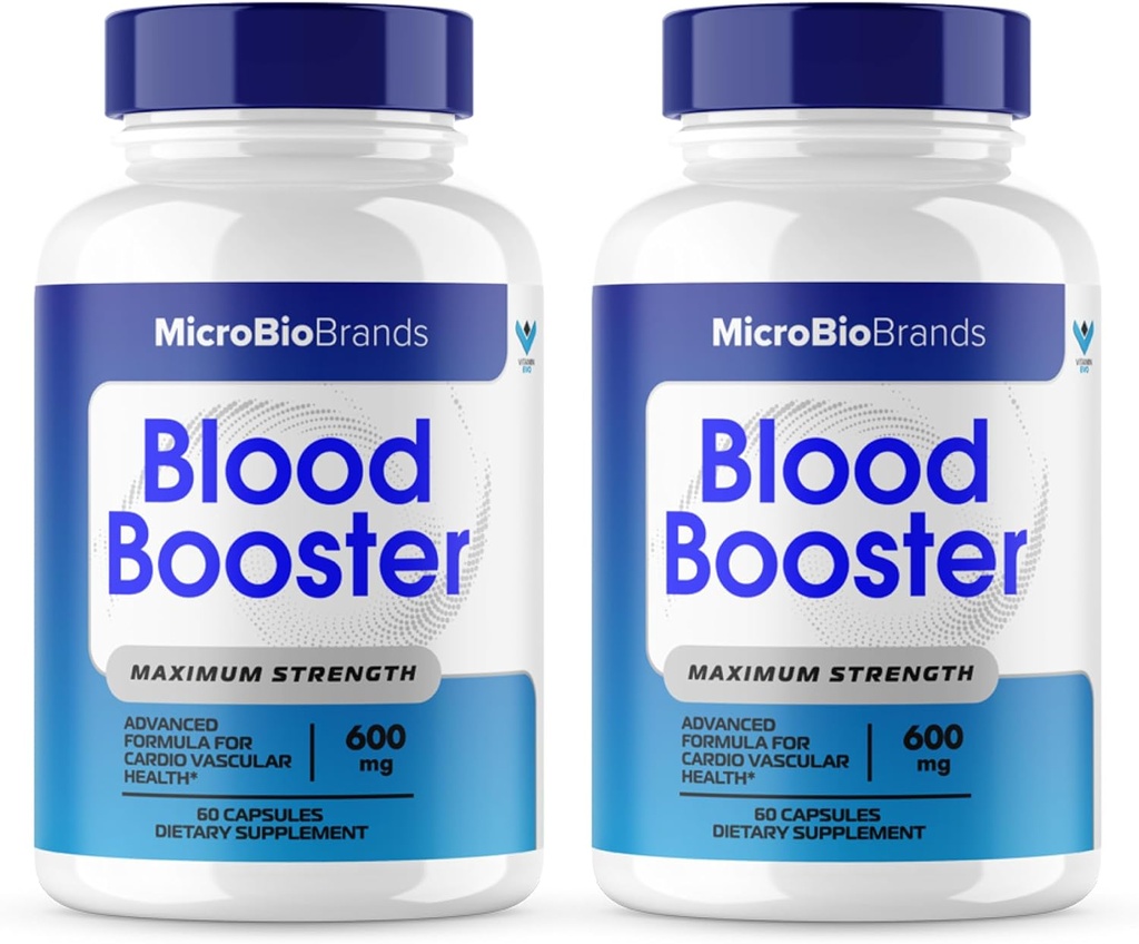 (2 Pack) Microbio Blood Booster, Micro Bio Blood Booster Supplément de soutien du flux sanguin naturel, Micro Bio Marques Pills Advanced Microbiobrands Formule de soutien de la force maximale (120 Capsules)