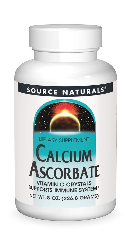 Source Naturals Calcium Ascorbate, Cristaux de vitamine C - Supporte le système immunitaire - 8 oz