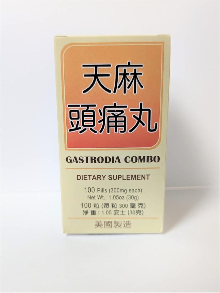 Gastrodia Combo supplément à base de plantes aide à soulager Miraine & Fatigue générale 300mg 100 pilules fabriqués aux États-Unis