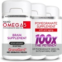 CLINIQUEMENT prouvé (3 mois d'approvisionnement) Suppléments Cerveau avec Anti Vieillissement, Pills Mémoire, Omega 5 Supplément grenade, 3 bouteilles 60ct Chaque