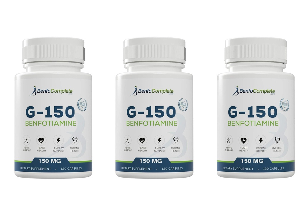 Benfotiamine 150Mg 120 Capsules de gélatine par bouteille - Boîte de 3 bouteilles