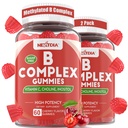 Gommies complexes de vitamine B, Gommies véganes de vitamine B avec 2000 mcg de méthyle B12, Folate de méthyle Plus Choline + Inositol, Vitamine C + Zinc pour soutenir l'énergie, l'humeur, Immune, cheveux sains, peau - 120 Cts