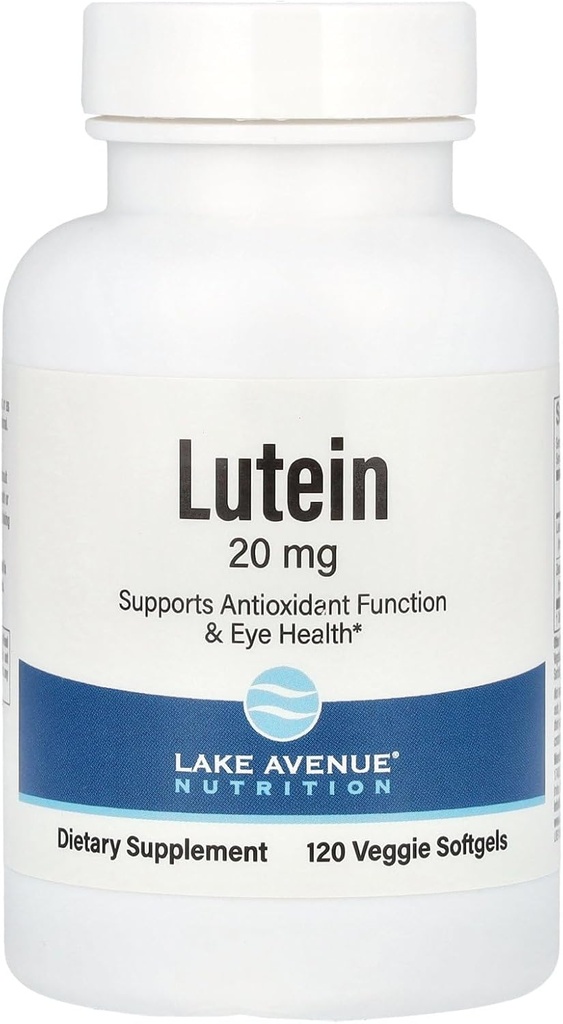Lake Avenue Lutein - avec Lutein & Zeaxanthin de l'extrait de Marigold - soutient l'activité antioxydante et la santé des yeux - Végétarien Friendly, non-OGM - 20 mg - 120 Veggie Softgels