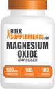 BulkSupplements.com Capsules d'oxyde de magnésium - Supplément de magnésium, Oxyde de magnésium 500mg - Sans gluten, 1 Capsule par portion, 180 Compte (paquet de 1)