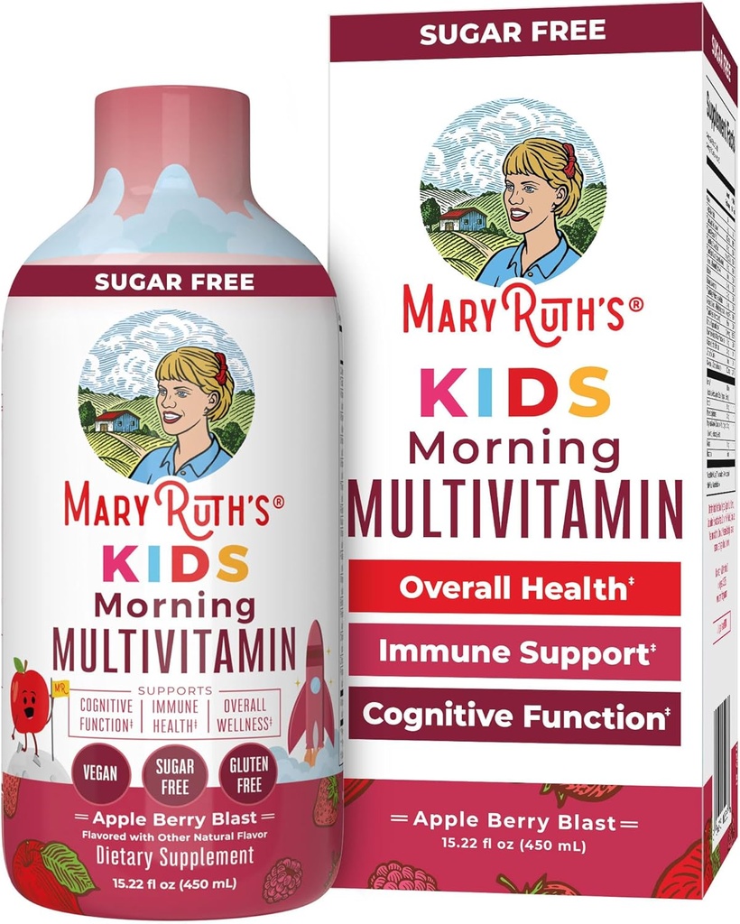 MaryRuth Organics Kids Liquid Morning Multivitamin for Kids | Immune Support Supplement | Vitamin C and D | Essential Nutrients | Vegan | 15.22 fl oz