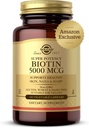 Solgar Biotin 5000 mcg - Soutient une peau, des ongles et des cheveux sains - Soutient la production d'énergie et le métabolisme - Vitamine B - Non-OGM, végétalien, sans gluten - 180 Compte