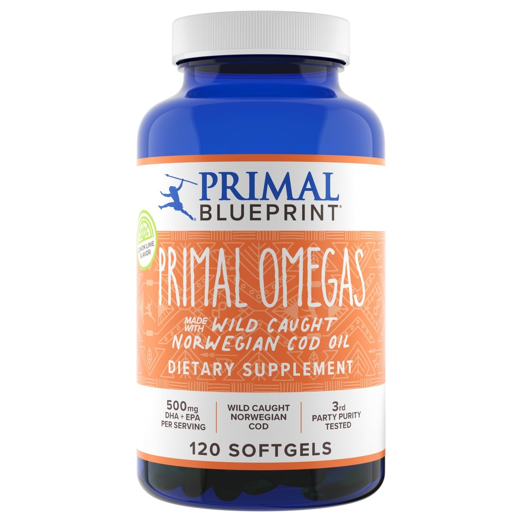 Primal Blueprint Primal Omégas, supplément quotidien d'acide gras Oméga-3, 120 Nombre