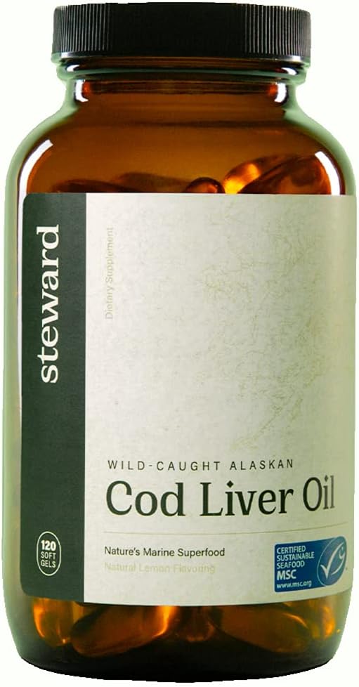 STEWARD - Huile de foie de morue d'Alaska 120 Softgels de l'EPA d'Omega-3, DHA, DPA et SPM + Vitamines naturelles A & D