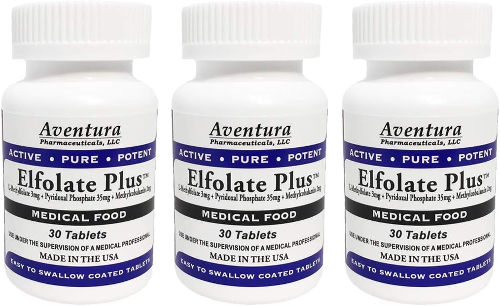 Plus® 3mg 3 Pack L-Methylfolate Methyl Folate Methylfolate Medical Food Supplement Professional Strength Active Pure Potent 30 Tablets