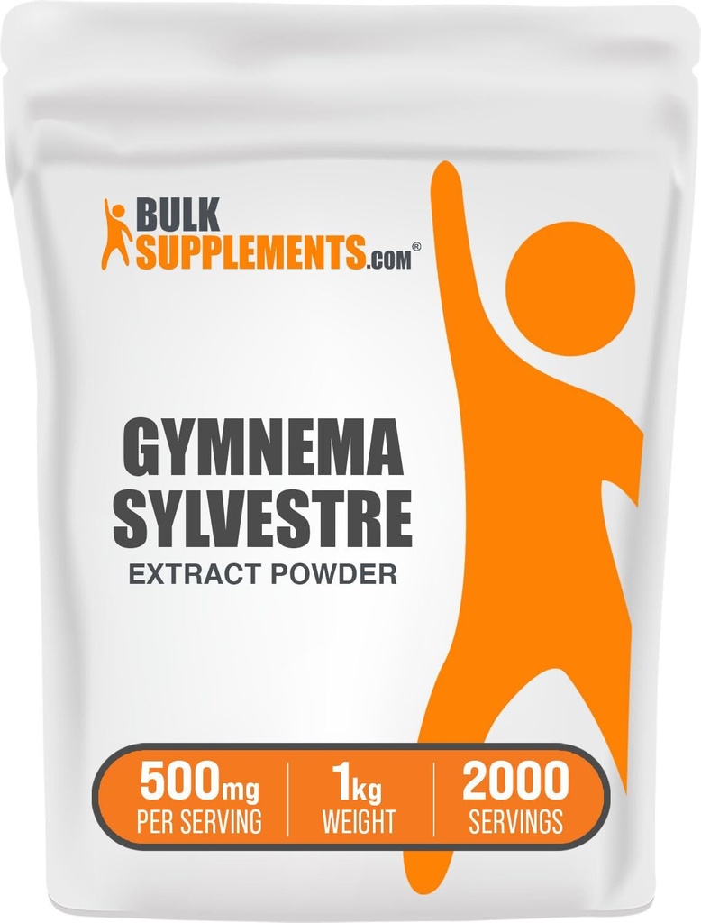 BulkSupplements.com Poudre d'extrait de Gymnema - de la feuille de Gymnema, Extrait de Gymnema Sylvestre - Poudre de Gymnema, Herbal, Sans gluten - 500mg par portion, 1kg (2,2 lb) (paquet de 1)