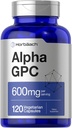 Horbäach Alpha GPC 600mg.120 Capsules Végétarien, sans OGM et sans gluten Supplément Choline Soutient la mémoire, la focalisation et la clarté santé