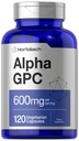 Horbäach Alpha GPC 600mg.120 Capsules Végétarien, sans OGM et sans gluten Supplément Choline Soutient la mémoire, la focalisation et la clarté santé