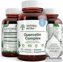 Complexe Nutra Quercetin naturel avec supplément bioflavonoïde d'agrumes de bromelain et de vitamine C, soutien du corps aux changements saisonniers et rougeur corporelle, favorise la santé du foie, 100 capsules véganes et végétariennes
