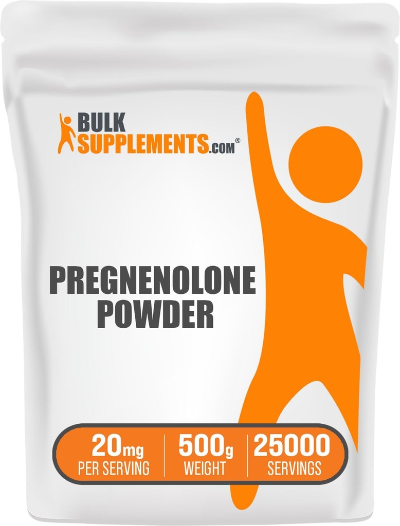 BulkSupplements.com Pregnenolone Powder - Nutritional Supplement, Pregnenolone 20mg - Pure & Gluten Free, 20mg per Serving, 500g (1.1 lbs) (Pack of 1)