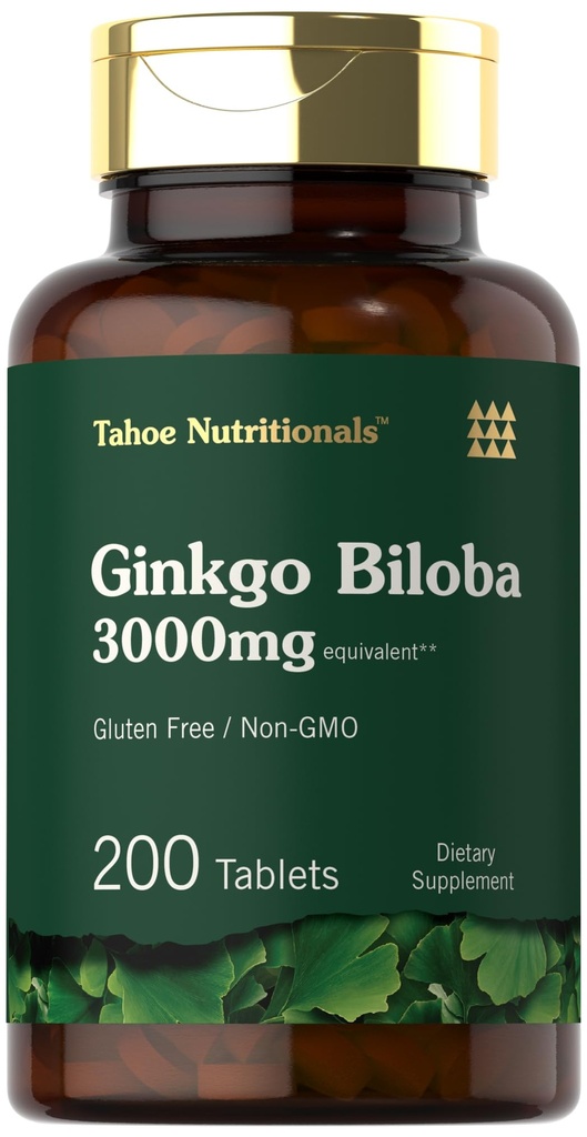 Carlyle Ginkgo Biloba 3000mg , 200 comprimés végétariens , 200 comprimés végétariens , Formule non-OGM, sans gluten , par Tahoe Nutritionals
