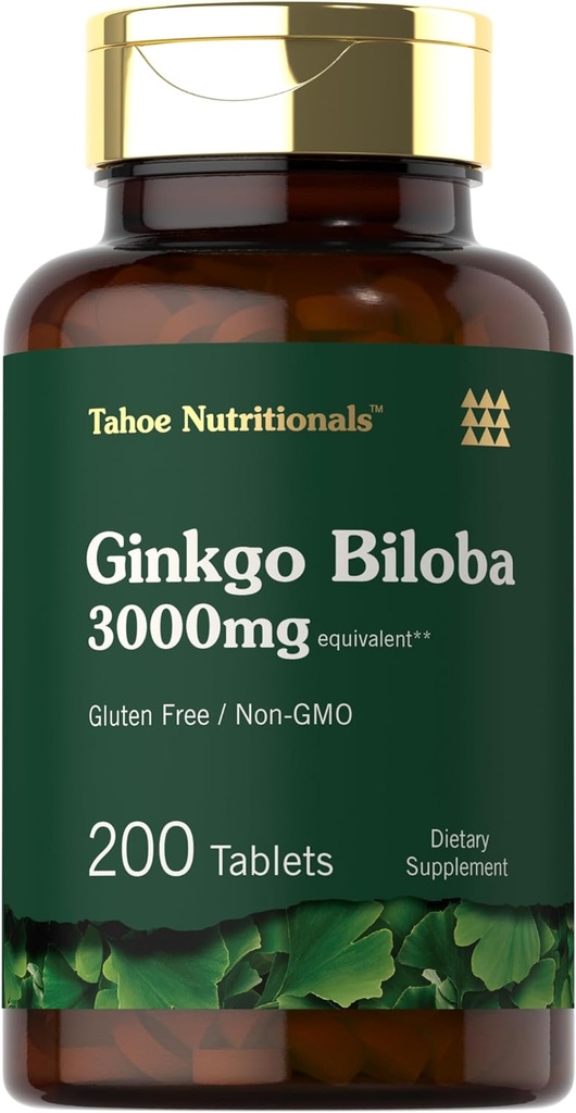 Carlyle Ginkgo Biloba 3000mg | 200 Vegetarian Tablets | Extra Strength | Non-GMO, Gluten Freen Formula | by Tahoe Nutritionals