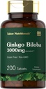 Carlyle Ginkgo Biloba 3000mg , 200 comprimés végétariens , 200 comprimés végétariens , Formule non-OGM, sans gluten , par Tahoe Nutritionals