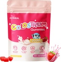 Colostrum Gummies, 1000 mg de supplément de colostrum à l'herbe Colostrum Chews Colostrum pour la santé de Gut, la croissance des cheveux, la beauté et le soutien immunitaire, parfum de fraise 60 portions