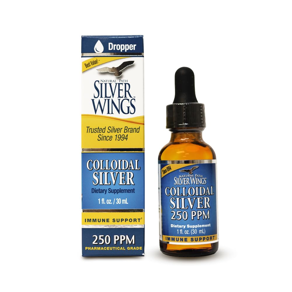 Path naturel Silver Wings Colloïdal Silver Liquid - Supplément de soutien immunitaire amélioré - 250ppm (1250mcg) - 1oz Dropper