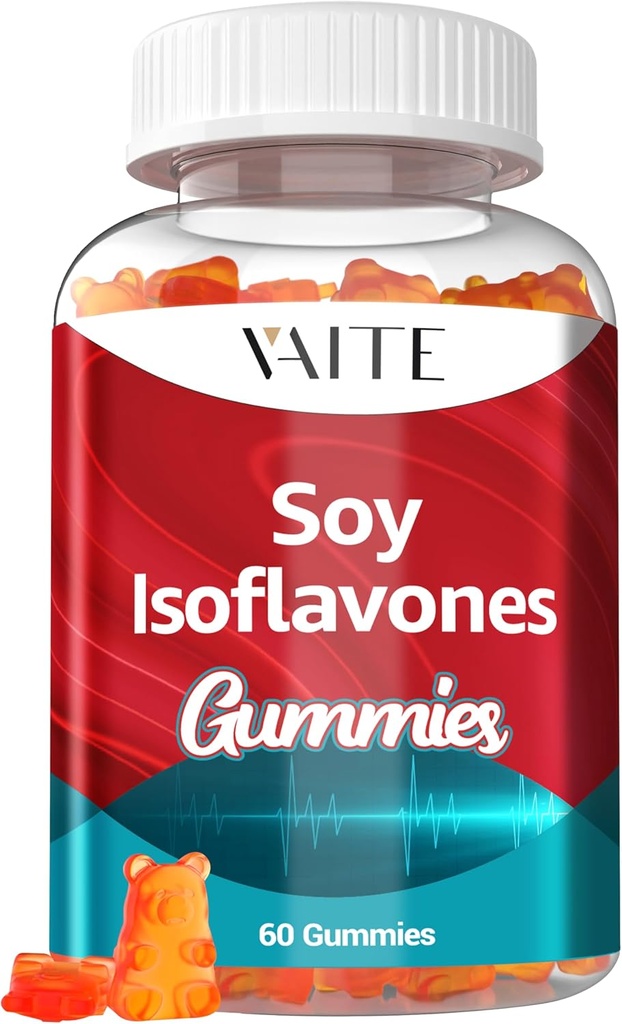 Soy Isoflavones Supplement for Women – Non-GMO Phytoestrogens for Menopause Relief, Hot Flashes, Hormonal Balance, Genistein, Soy with Isoflavones, Bone Health Support – 60 Vegan Chewable Gummies