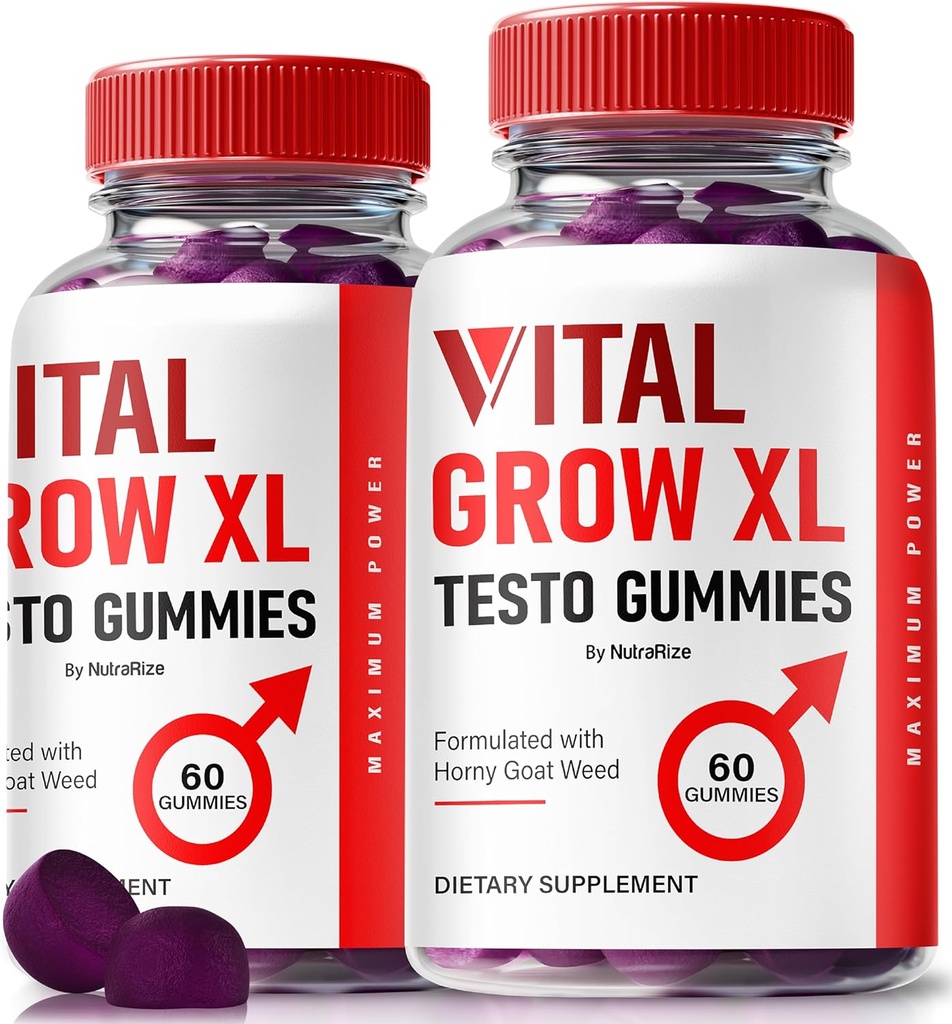 (2 packs) Vital Grow XL, Vital Grow XL Testo Gommies officiels pour les hommes, Boost Stamina et Confiance Gommy pour les hommes, Vital GrowXL Homme soutien Gimitas (120 Gommies)