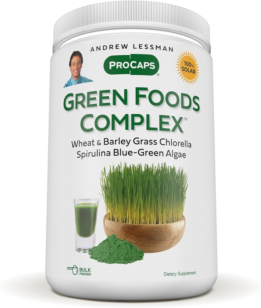 ANDREW MOINSMAN Green Foods Complex 600 portions - Fournitures Blocs de construction pour la croissance saine des tissus, soutien du foie. 100 mg Chacun de l'orge, l'herbe de blé, les algues vertes bleues, Chlorella, Spiruline
