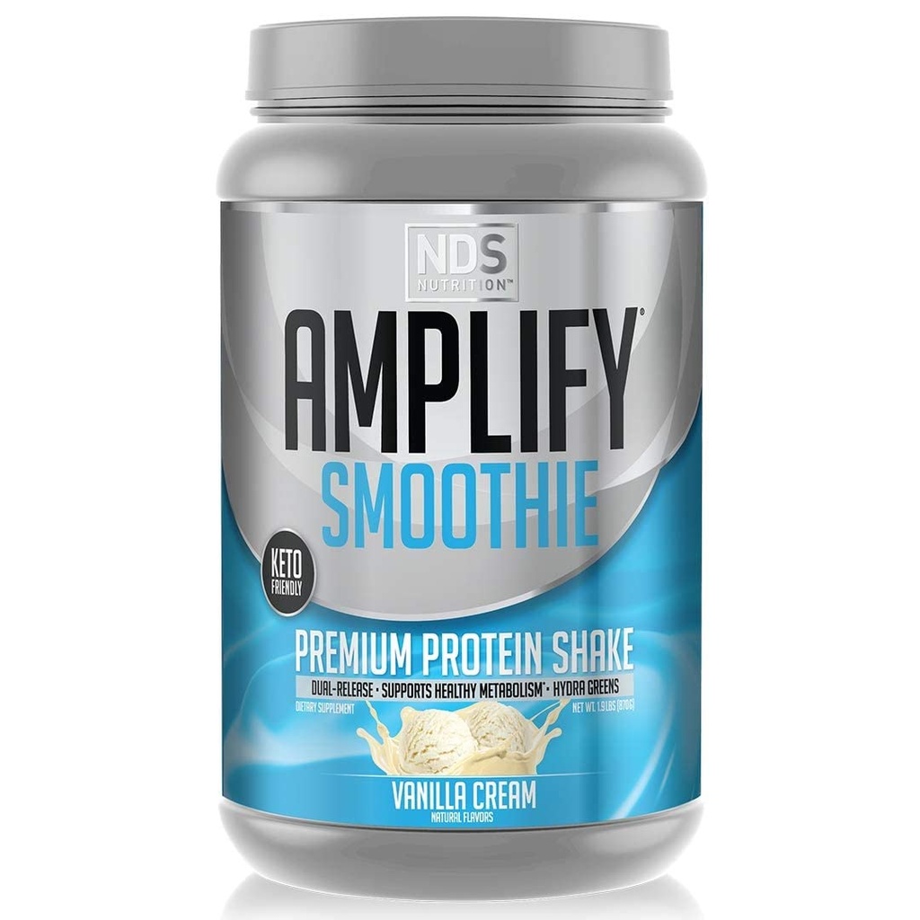 AMPLIFY NDS Nutrition Smoothie Premium Whey Protéine Poudre agiter avec les verts et les acides aminés ajoutés - construire le muscle maigre, gagner en force, l'énergie durable et perdre la graisse - Vanille (30 portions)