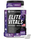 Elite Vitals – Multivitamines quotidiennes masculines avec vitamine B12, supplément de soutien immunitaire sans gluten pour la prostate, joint et énergie avec zinc, thé vert, +20 vitamines essentielles – 60 capsules