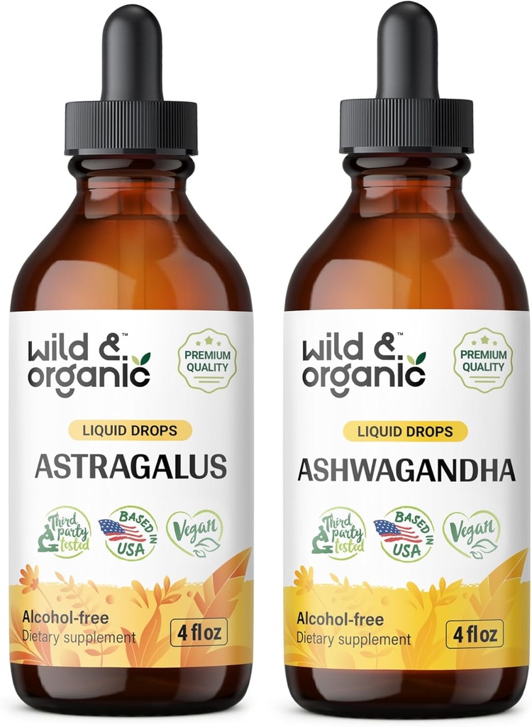 Astragalus sauvage et biologique Teinture 4 fl oz & Ashwagandha Teinture 4 fl oz